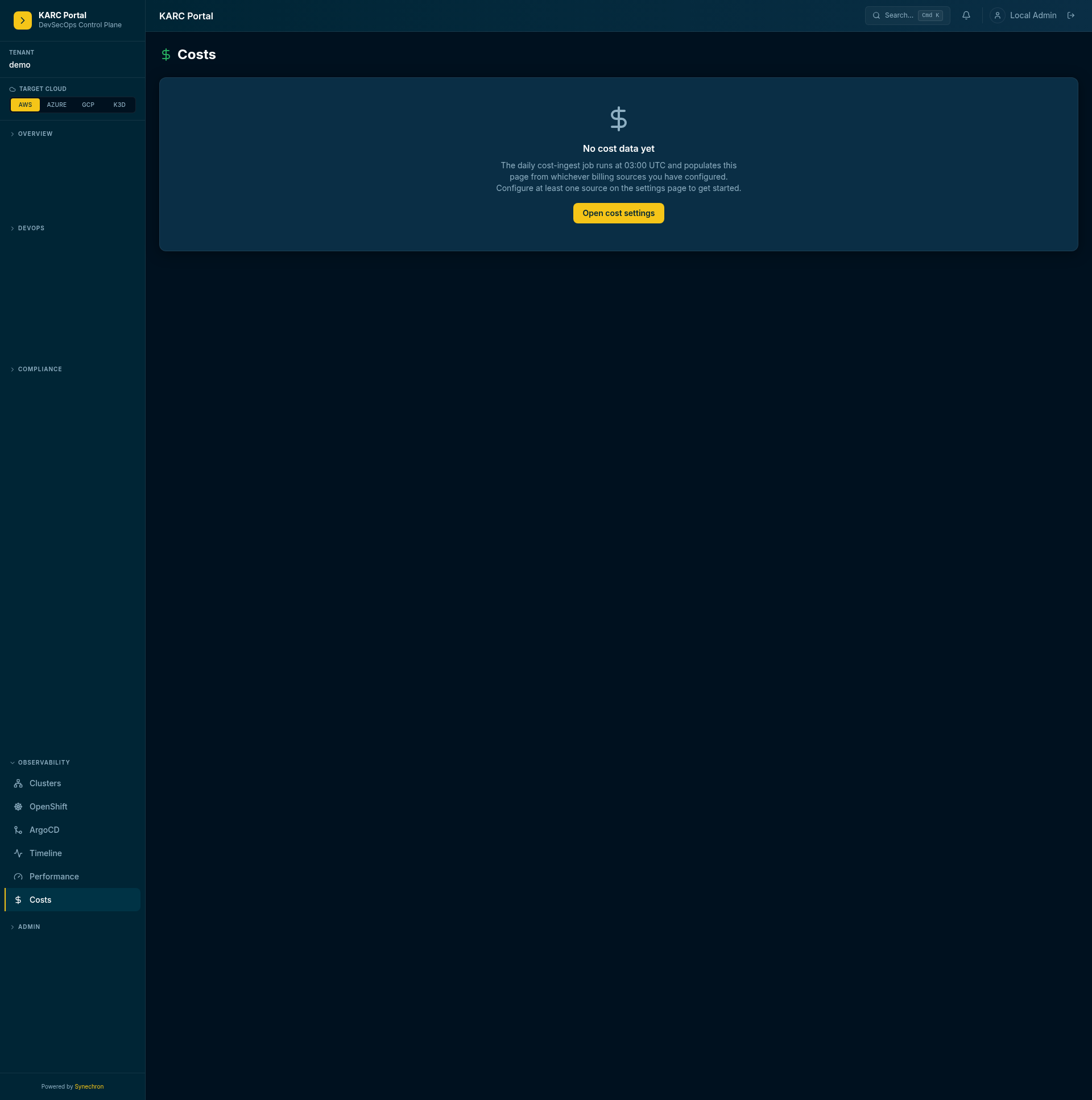 Cost dashboard